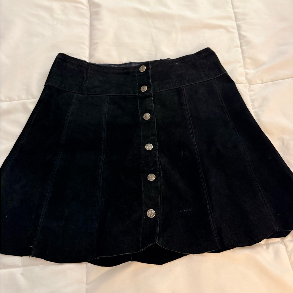 Vintage Jou Jou Black Skater Skirt with Button Detail